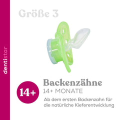 Suzete de noapte din silicon dentistar, pachet de 3 - mărimea 3, de la 14 luni - Suzete care strălucesc în întuneric cu treaptă dentară - fără BPA - fabricate în Germania - Lună, galben