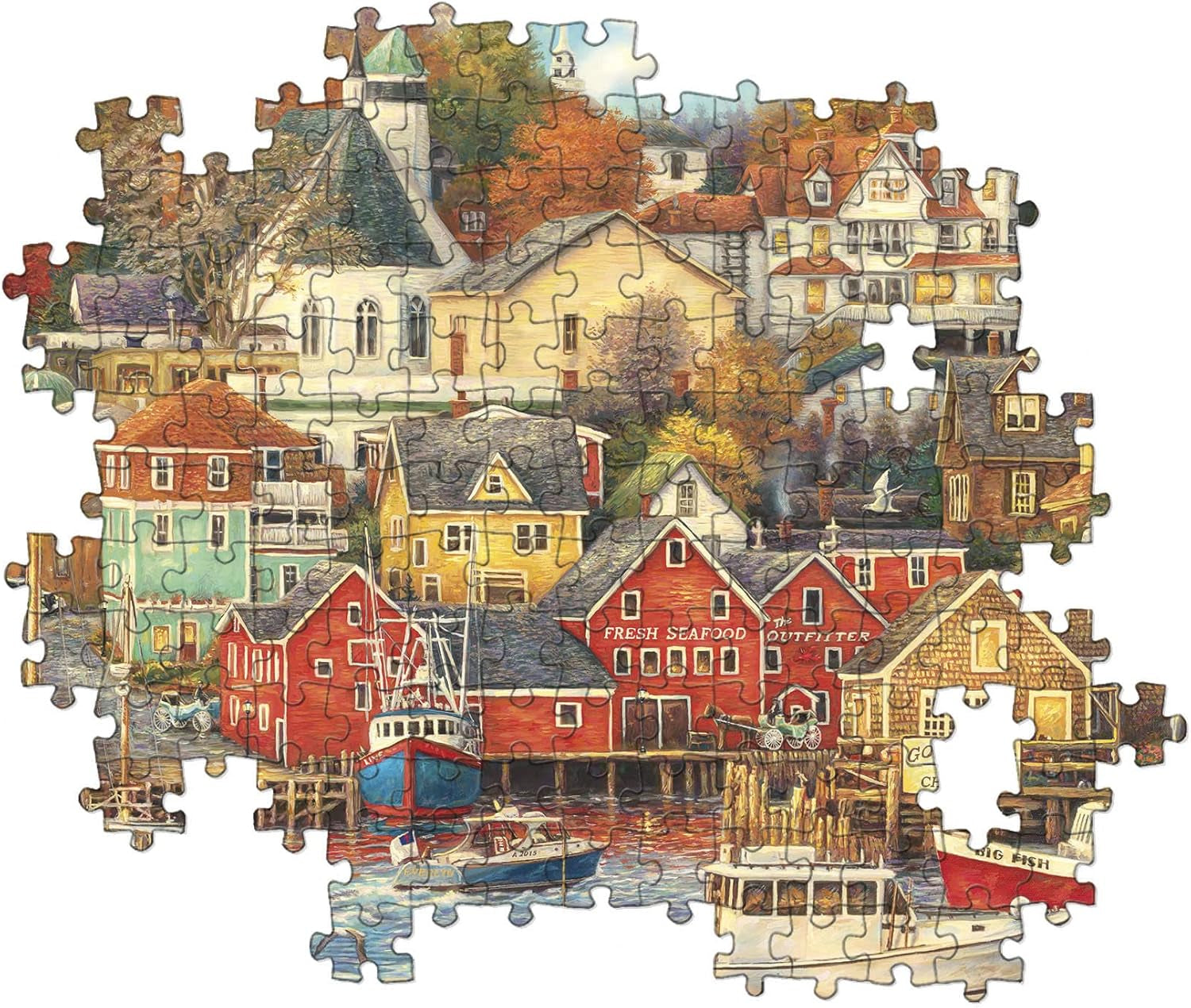 Clementoni - 31685 Collection Puzzle - Good Times Harbor - Puzzle 1500 piese de la 14 ani, puzzle pentru adulti cu obiecte ascunse, joc de indemanare pentru intreaga familie, mediu Puzzle Naty Shop