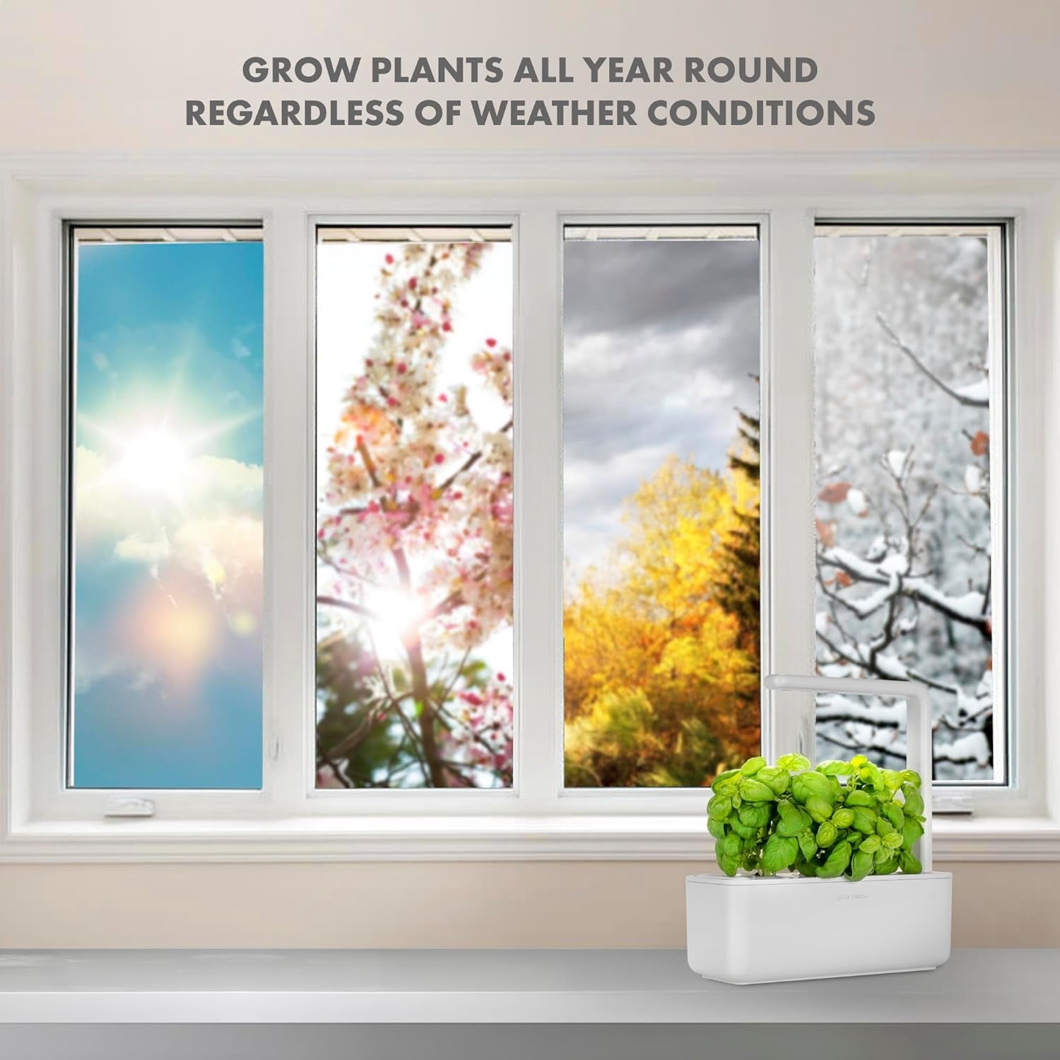 Growbox Click and Grow, Giardino Intelligente, Più Facile del Sistema di Coltivazione Idroponica, Giardino per Interni, Giardino delle Erbe, Serra per Interni con 3 Capsule di Piante Incluse, Bianco