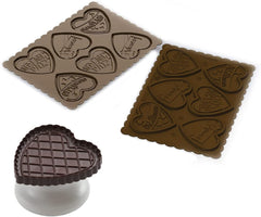 silikomart | CKC06 Formă de silicon pentru bomboane de ciocolată COOKIE LOVE SLIM, antiaderentă, 6 bomboane de ciocolată, 1 pachet, formă pentru bomboane, Easy Choc, 64 x 63 mm, h 5 mm, volum 51 ml, Fabricată în Italia
