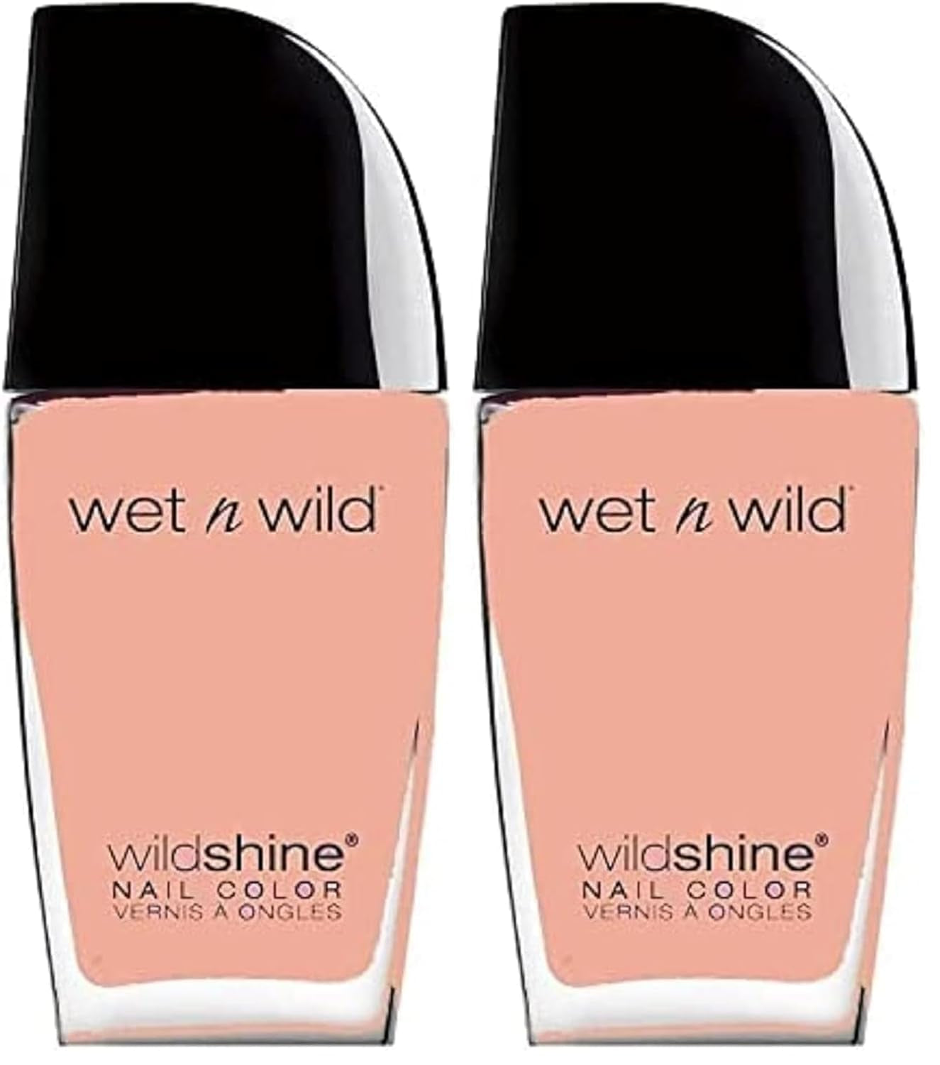Smalto per unghie Wet n Wild Wild Shine, senza formaldeide, toluene e ftalati, formula ad asciugatura rapida a lunga durata, rosa solletico (confezione da 2)