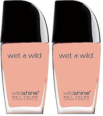 Smalto per unghie Wet n Wild Wild Shine, senza formaldeide, toluene e ftalati, formula ad asciugatura rapida a lunga durata, rosa solletico (confezione da 2)