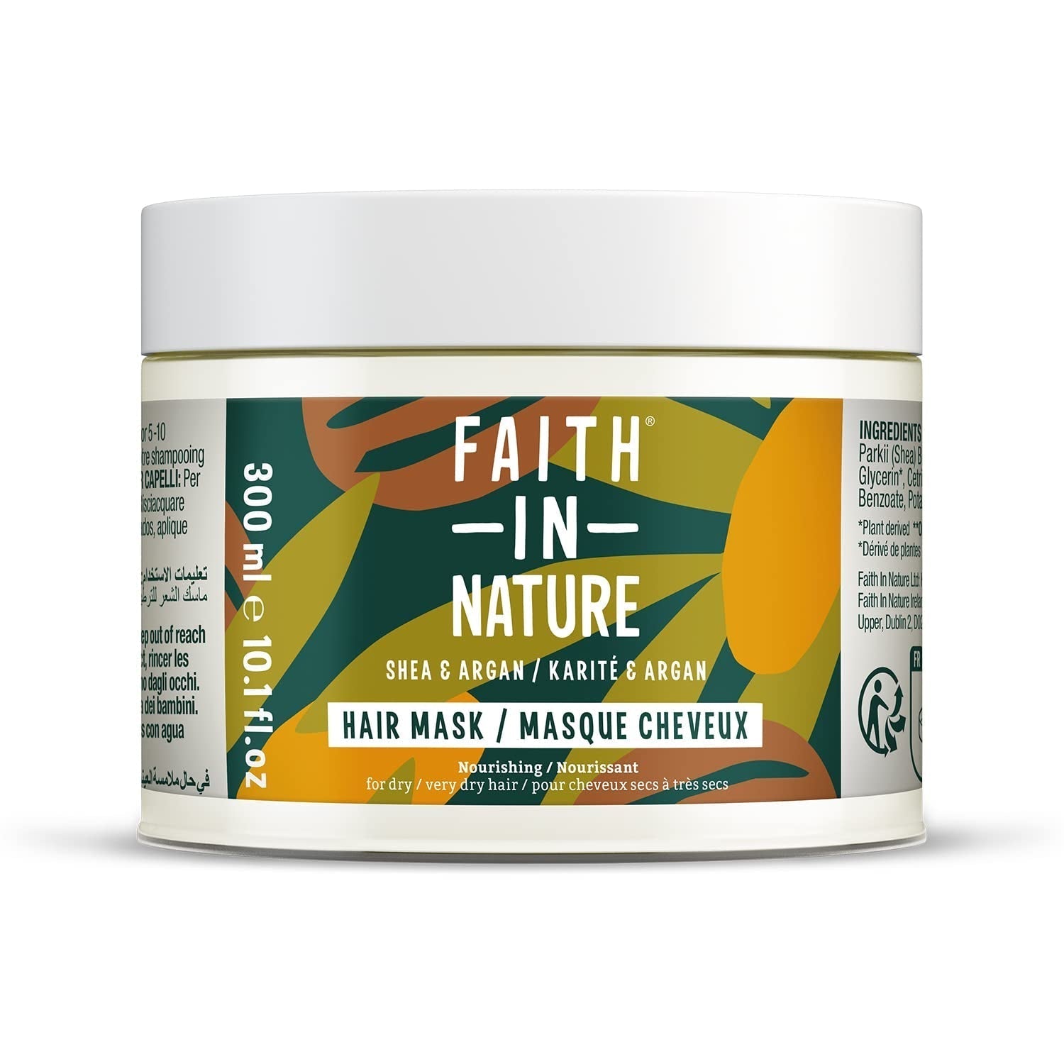 Faith in Nature Mască de păr naturală din nucă de cocos, hidratantă, vegană, cruelty-free, fără SLS și parabeni, păr normal sau uscat, 300 ml Masca de par Naty Shop Shea Argan 300 G (1 pachet)