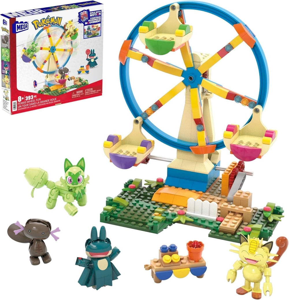 MEGA Pokémon Action Figure Giocattolo da Costruire, Arena di Allenamento da 1101 Pezzi, Gioco di Combattimento e 5 Figure Mobili per Bambini, Action Figure HWR82 Naty Shop Divertimento sulla Ruota Panoramica