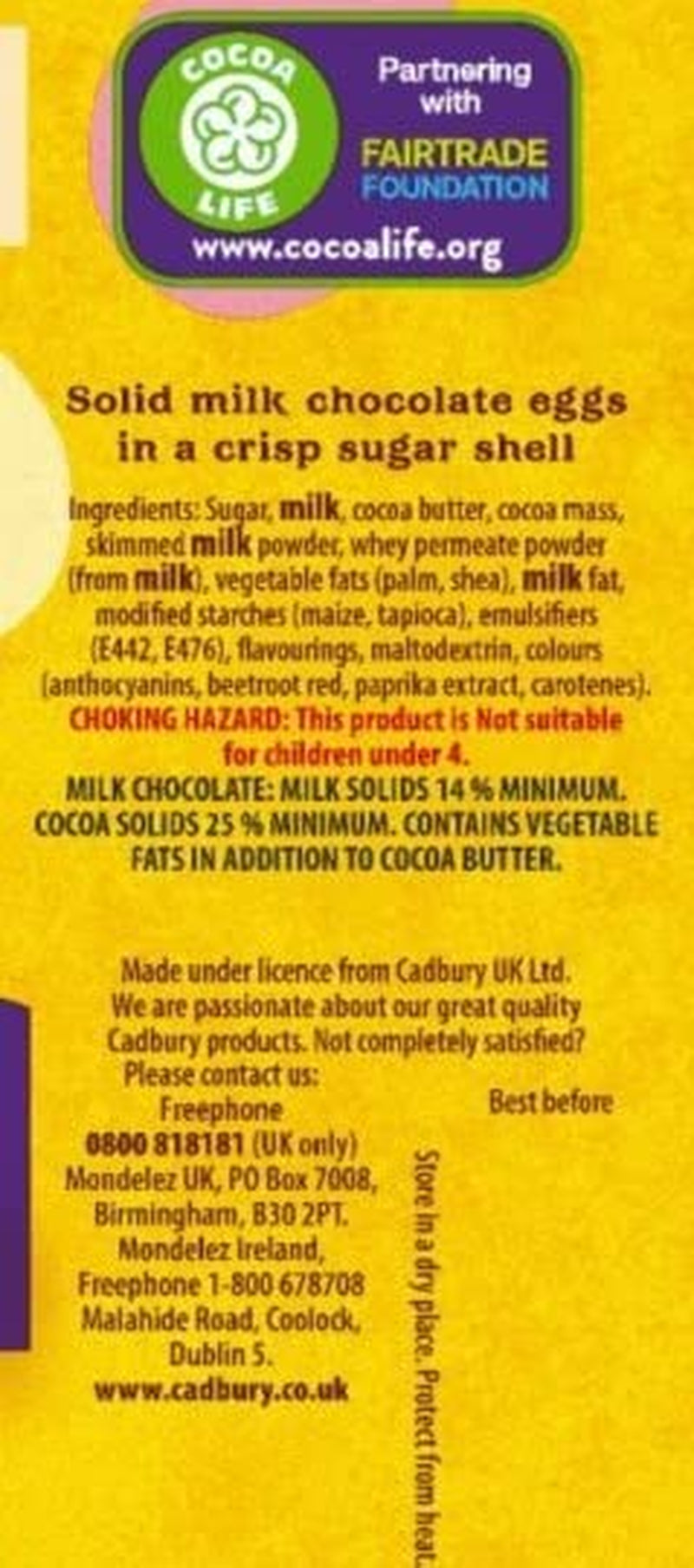 Busta solida di ovetti di cioccolato (80g) in una croccante vaschetta di zucchero (Forme di Pasqua)