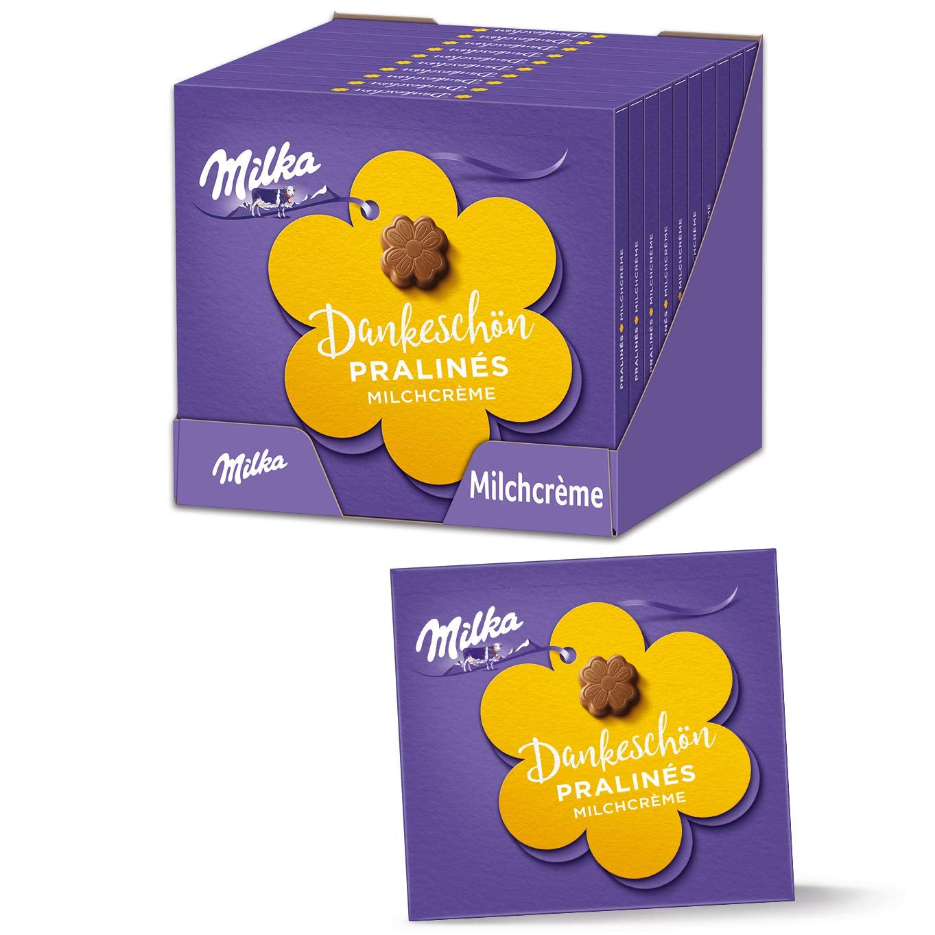 Pralina Milka Little Thank You – Cioccolato al latte alpino con pregiato ripieno di crema al latte – 12 x 44 g