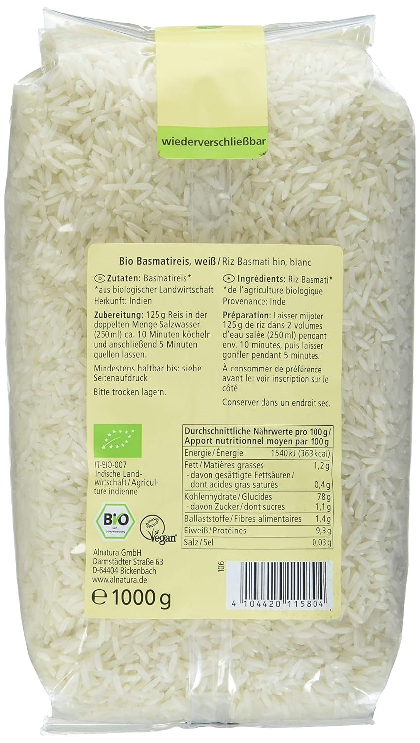 Riso Basmati bianco dell'Himalaya biologico, 1 kg