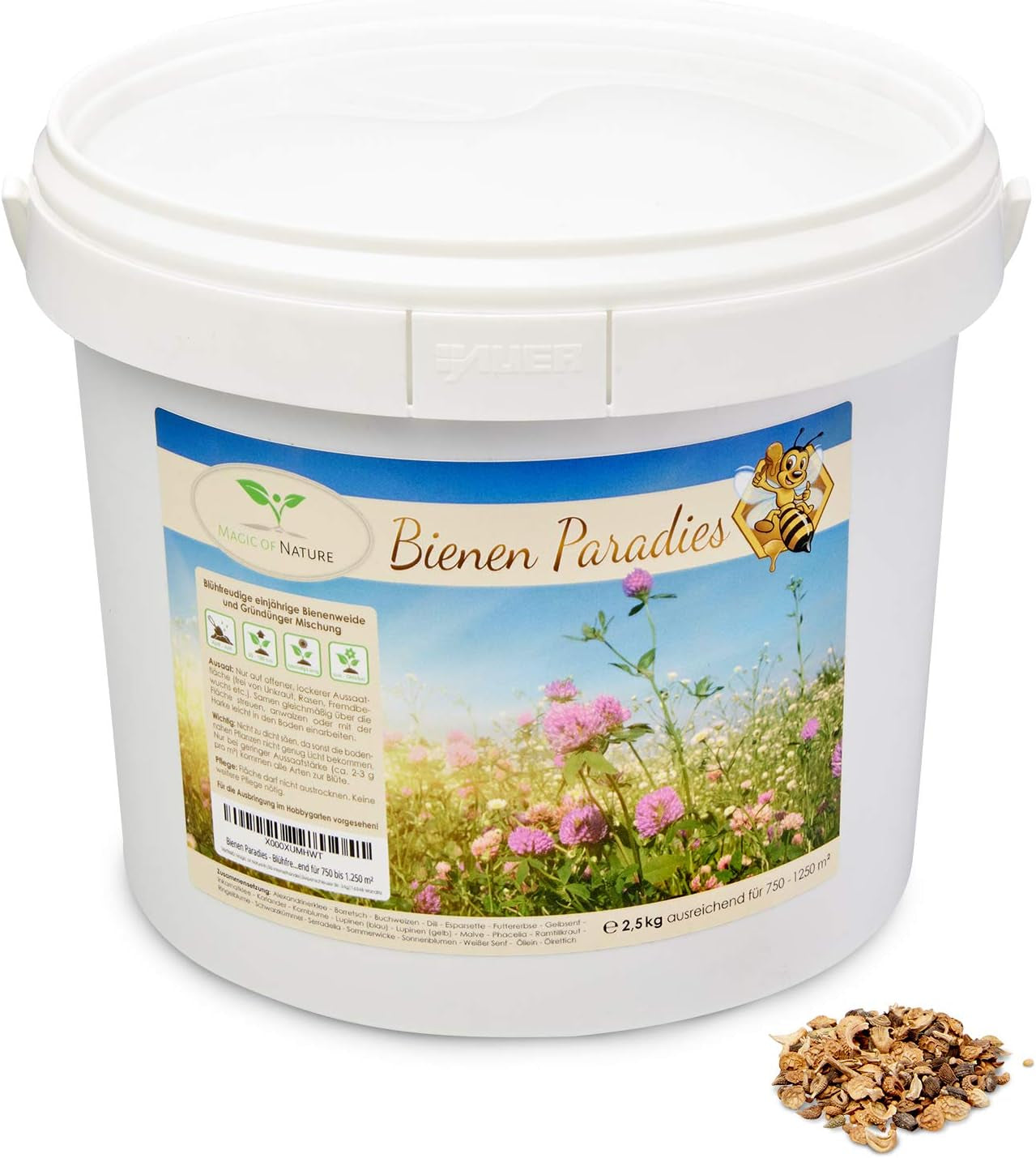 Mix di semi di fiori Magic of Nature - Bee Paradise - 1 kg - Facile da usare - Pascolo per api in fiore - Consigli per la semina - Da 300 a 500 m²