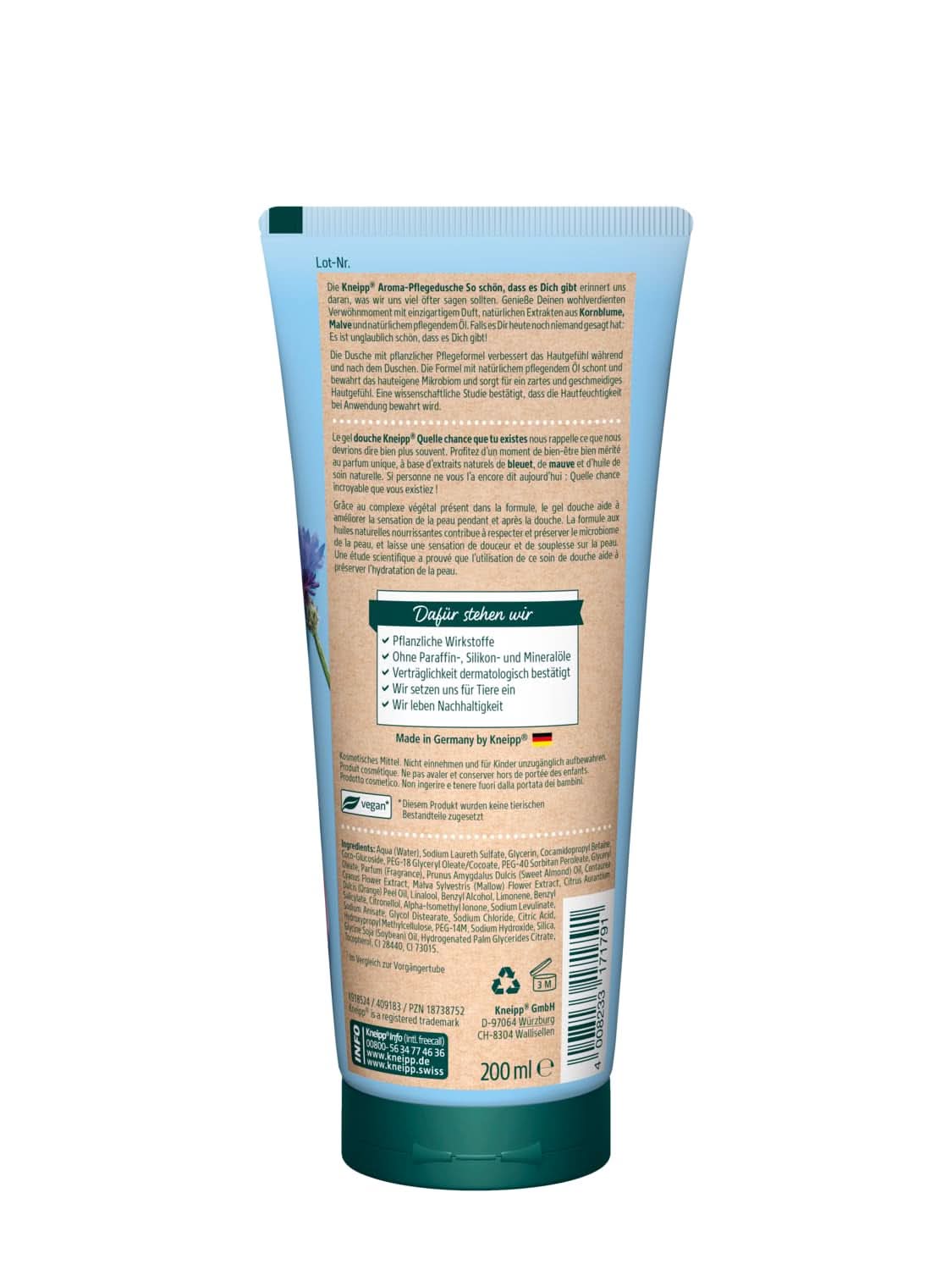 Kneipp Aroma, bagnoschiuma aromatico con estratti naturali di mirtillo, malva e olio naturale nutriente, 200 ml Bagno e doccia Naty Shop