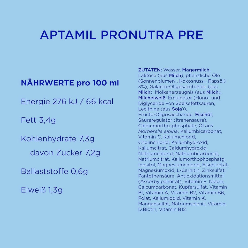 Aptamil Pronutra hrana initiala pre, de la nastere, fara ulei de palmier, cu proces delicat Lactofidus, pachet de aprovizionare 1,2 kg Mama si Copilul Naty Shop