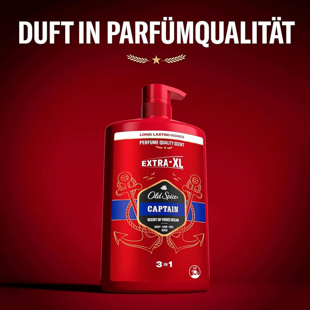 Old Spice Captain gel doccia e shampoo 3 in 1 per uomo, doccia e bagno da 1 litro Naty Shop