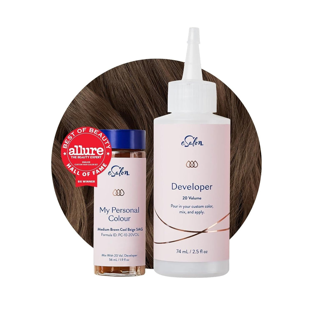 Set colorant permanent pentru păr, 100% acoperire gri, colorare la domiciliu, 0% amoniac vopsele de păr, vopsele de păr multidimensionale, vopsele de păr profesionale Vopsea pentru par Naty Shop Maro mediu Bej rece 5Ag