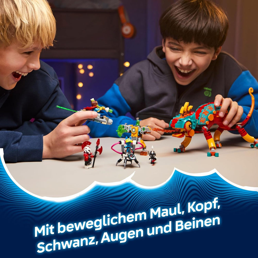 LEGO DREAMZzz Mateos Feuer-Chamäleon - Tierfigur, die Sich in EIN Spielzeug Jet & Mech oder einen Wächter verwandelt - Bauset für Mädchen und Jungen ab 7 Jahren inkl. 2 Minifiguren - Geschenk 71492