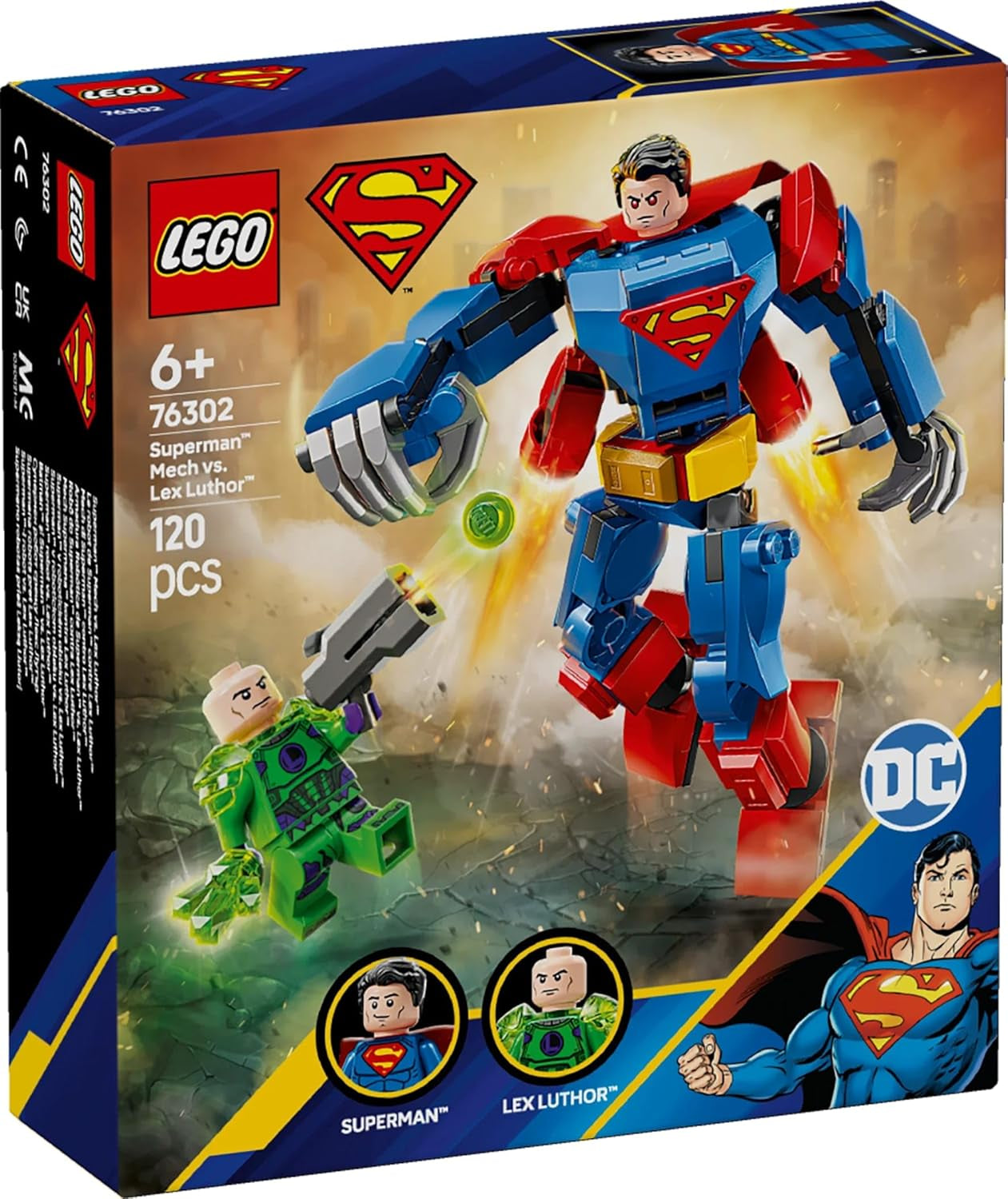 LEGO DC Superman Mech vs. Lex Luthor - Giocattolo da supereroe con 2 minifigure - Action figure costruibile con braccia, gambe e dita mobili - Regalo per ragazzi e ragazze dai 6 anni in su 76302 Set da costruzione Besuche den LEGO-Store