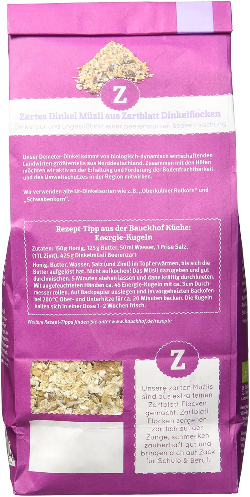 Muesli Hof al gusto di frutti di bosco, non zuccherato, 425 g