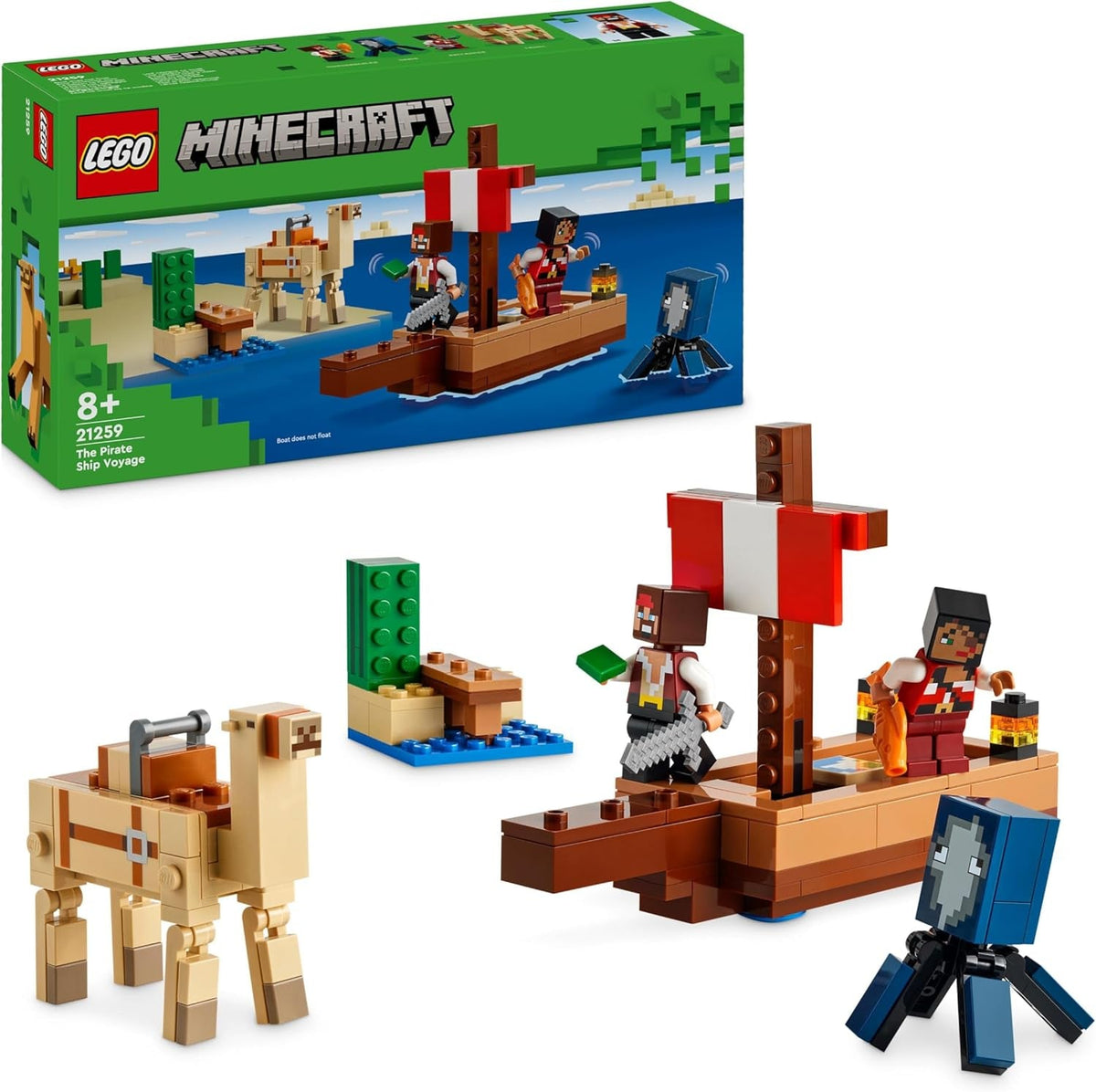 LEGO Minecraft Il Viaggio sulla Nave Pirata Calamari e Cammello Figura del Pirata Giocattolo di Costruzione di una Nave Gioco di Ruolo Regalo per Ragazzi e Ragazze di 8 Anni 21259 Set di Costruzioni Besuche den LEGO-Store Titolo predefinito