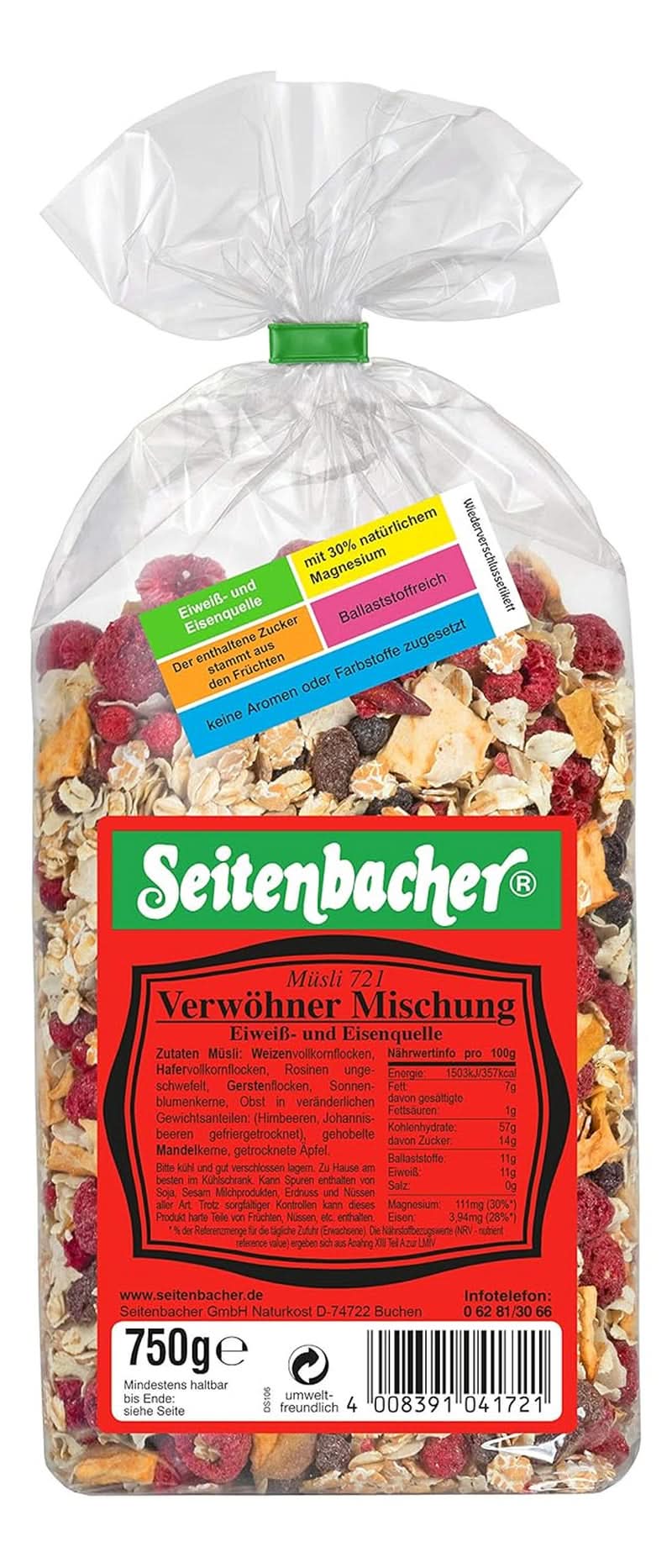 Seitenbacher Muesli Indulgence Mix, fructe de pădure, 750 grame Cereale Naty Shop