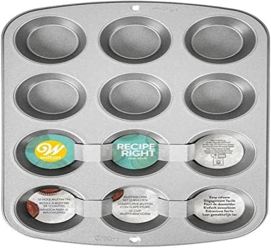 Wilton 03-3118 Stampo per cupcake/muffin, ricetta destra, antihaft, 12 vertiefungen, Grau Stampi e teglie Naty Shop