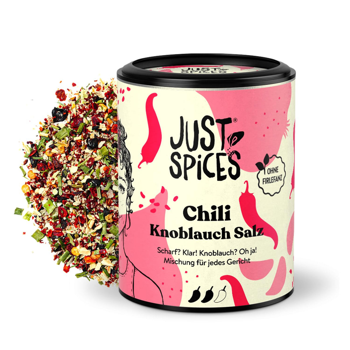 Just Spices Peperoncino Aglio Sale I Gewürzmix, der zu allen Gerichten schmeckt I Gewürzdose, 55 g