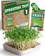 Bio Sprossen Anzuchtschale - Kressesieb 3Er Set - Enthält Keimschale Und Sprossensamen (Kresse, Ur-Brokkoli & Radieschen)