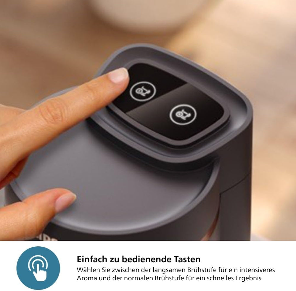 Aparat de cafea turcesc PHILIPS Seria 5000 - Funcție de preparare lentă, Capacitate 4 cești, Protecție la supraîncălzire și revărsare, Indicator de funcționare, Butoane ușor de utilizat, Oprire automată (HDA150/60)