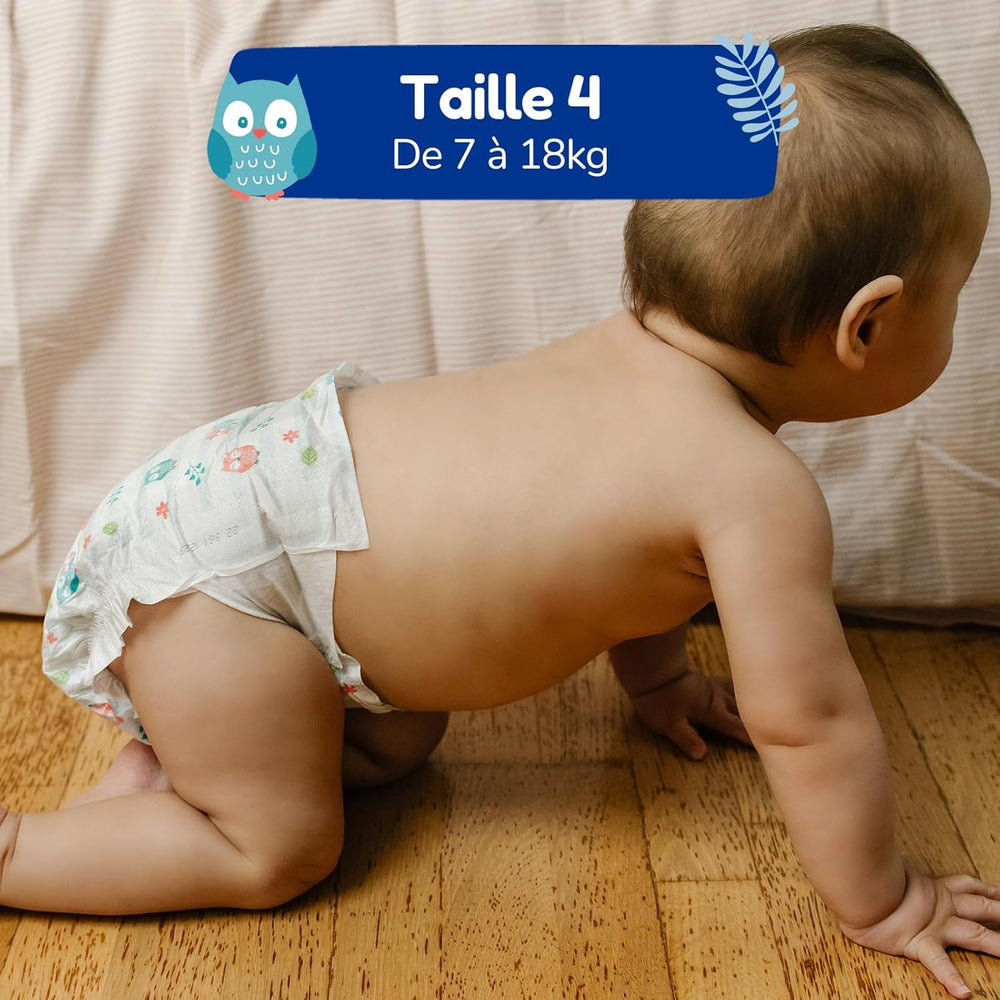 - Pannolino taglia 4 (7 – 18 kg) – per pelli sensibili – naturale e molto assorbente – a tenuta stagna per 12 ore – ohne unerwünschte Inhaltsstoffe – prodotto in Francia – 132 pannolini