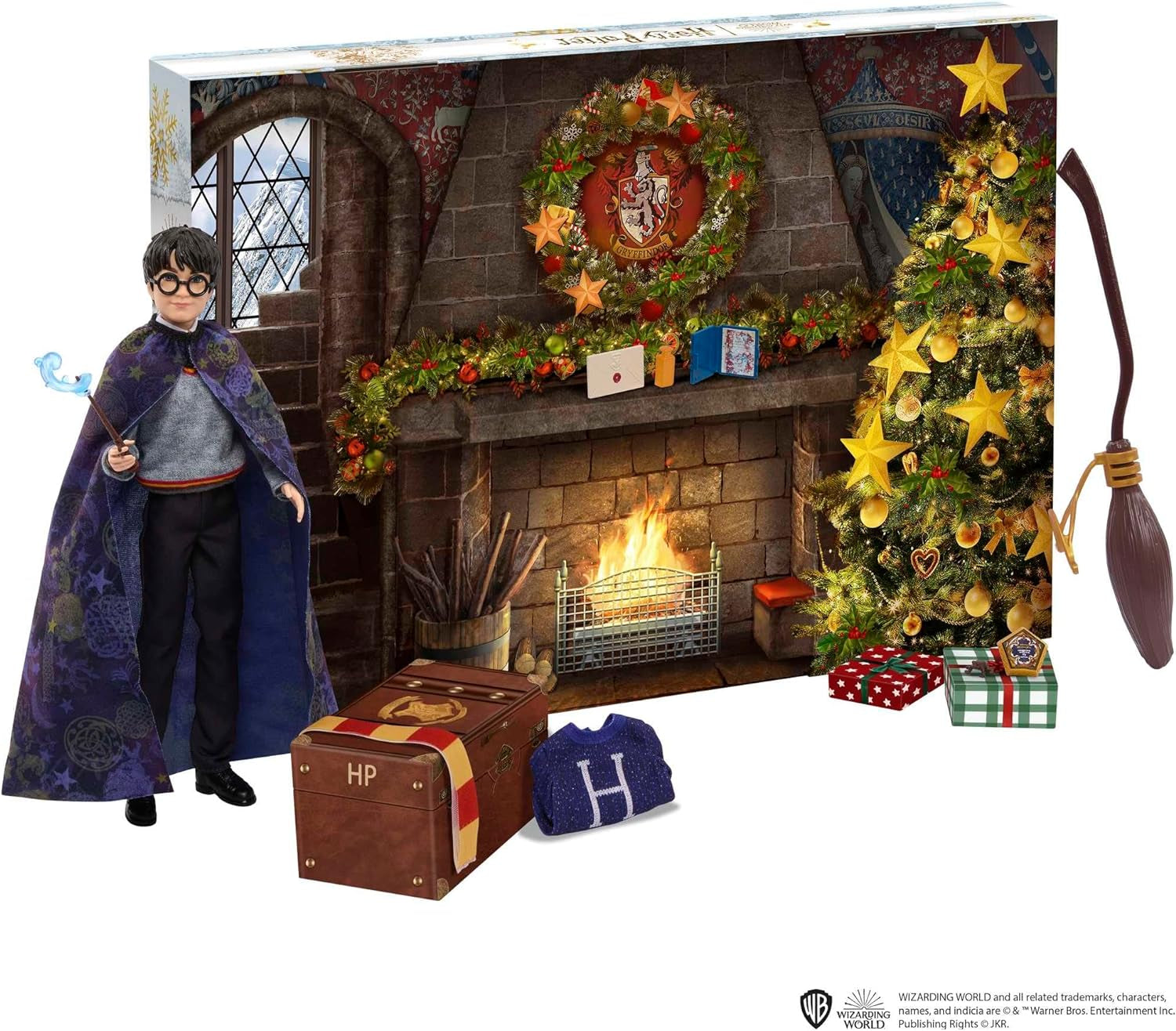 HARRY POTTER Calendario dell'Avvento di Grifondoro - 24 storie, sorprese magiche, sala comune di Hogwarts, viso realistico, per fan dai 6 anni in su, bambole HND80 Naty Shop