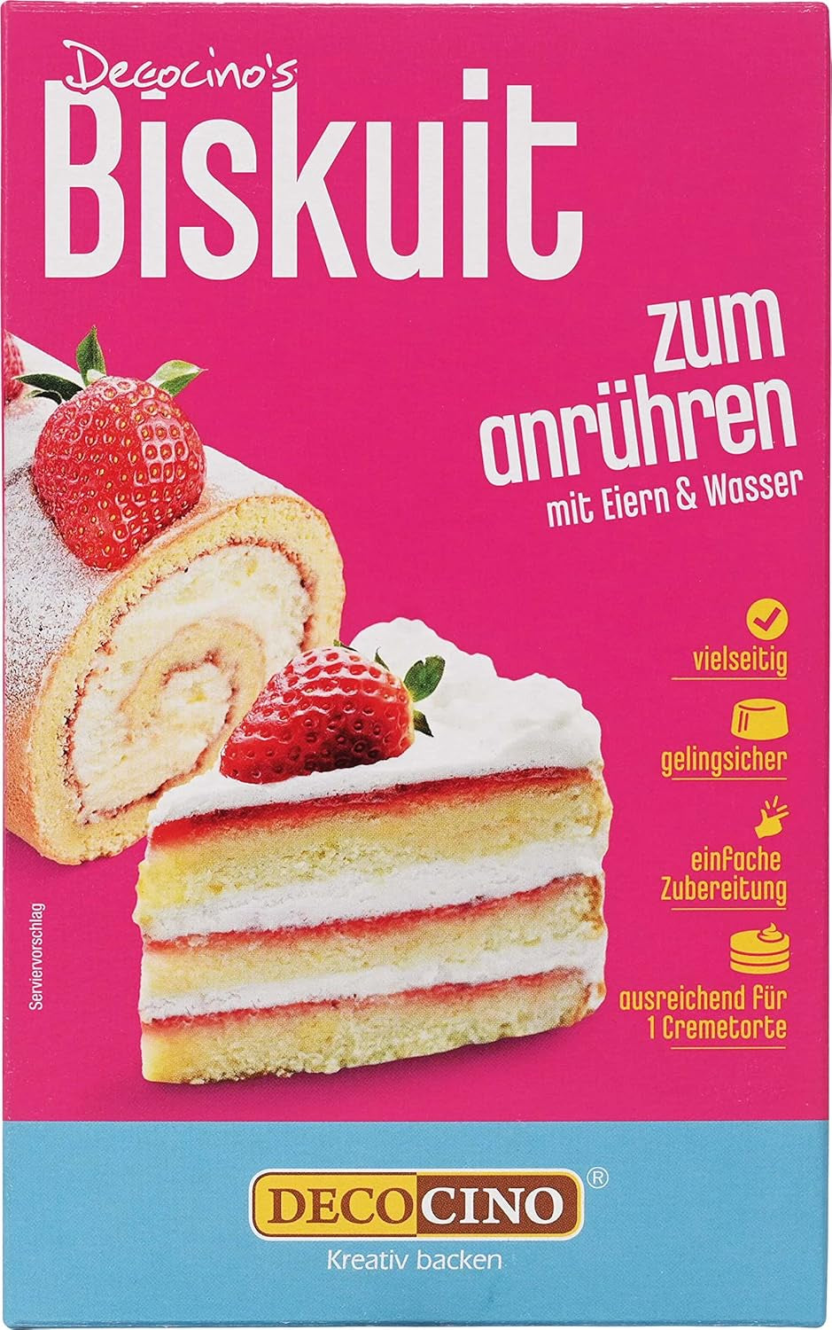 DECOCINO Biscuit Backmischung (250 G) – Einfache Zubereitung – Gelingsicher – Zum Backen Von Luftigen Biskuitböden, Creme-Torten, Biskuitrollen Uvm. Titolo predefinito di Naty Shop