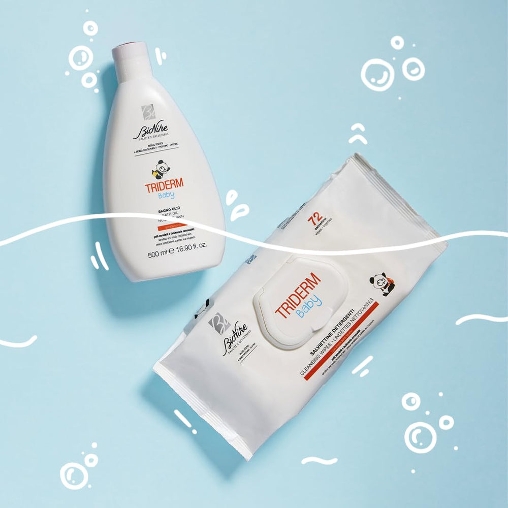Bionike Triderm Baby Salviettine Umidificate per Pelli Secche e Sensibili Effetto Lenitivo e Rassodante Protegge e Idrata 72 Salviette