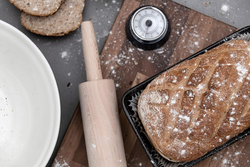 Tala Teigroller aus Buchenholz – Drehbares Nudelholz mit Griffen, glatte Oberfläche, durevole e leggero per la pulizia – Perfetto per Teig, Gebäck, Brot & Pizza – FSC-zertifiziertes Holz