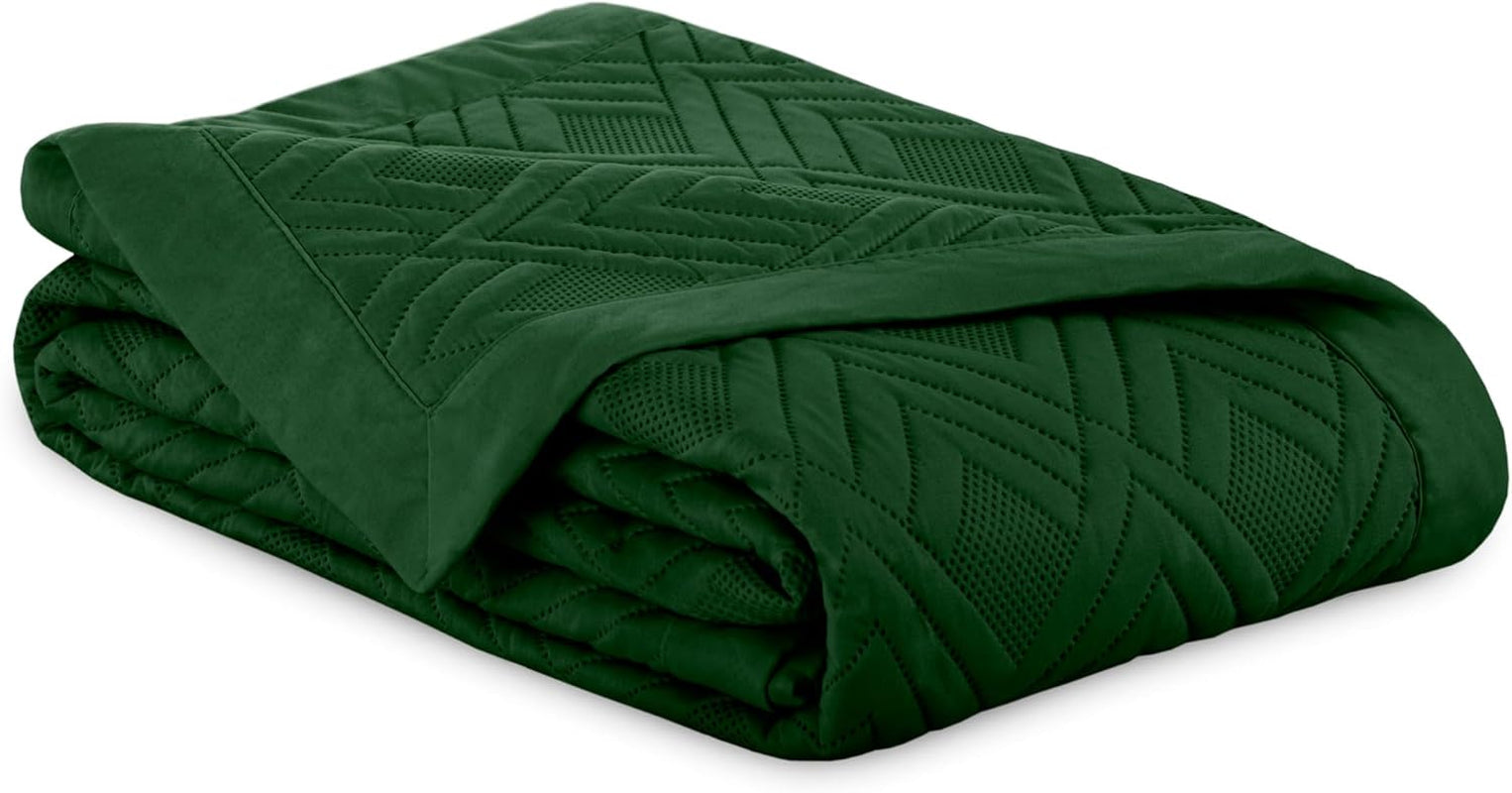 Ameliahome Cuvertură de pat 170X210 Cm Cuvertură de pat cu două fețe Ultrasonic Quilting Poliester Ophelia Dark Green Paturi si Cuverturi Besuche den AmeliaHome-Store