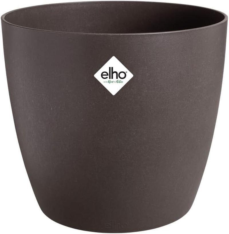 elho The Coffee Collection, ghiveci rotund de interior, 18 cm, fabricat din zaț de cafea și plastic reciclat - maro/maro espresso