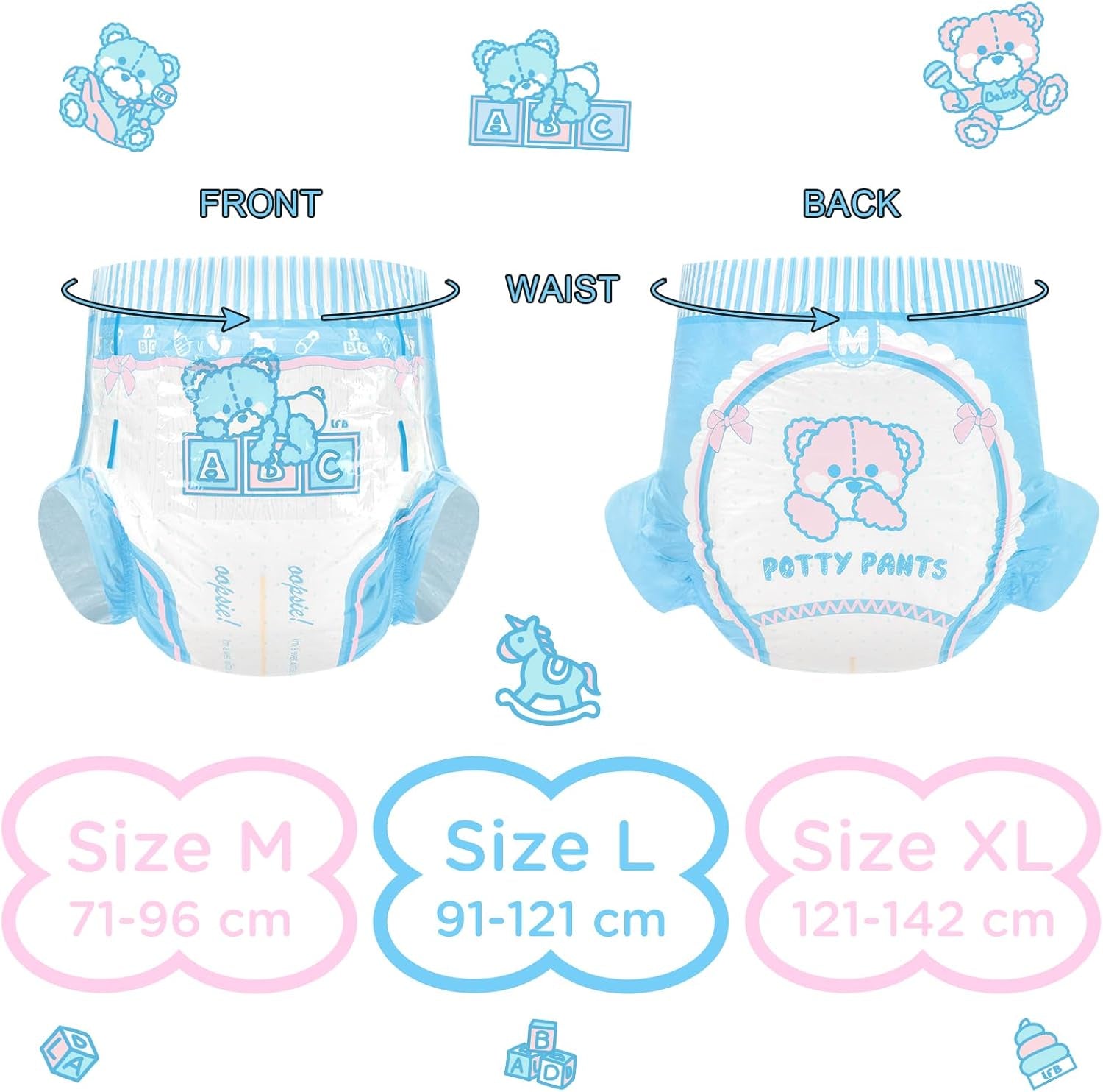 Pannolini stampati per adulti 5500-5800ml 10 pezzi - Slip da toilette (XL)