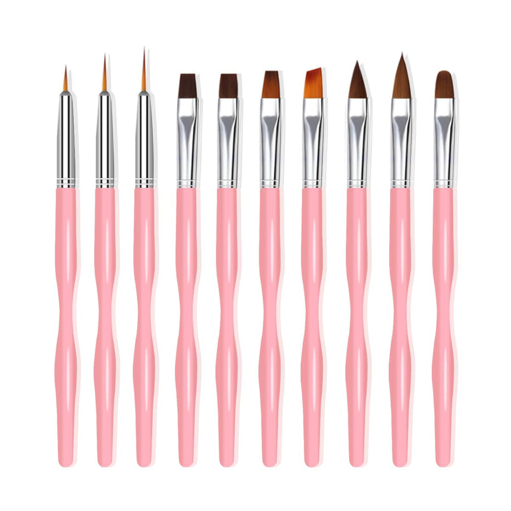 Nail Art Pinsel Set, 10Pcs Nageldesign Malerei Pinsel, Professionelle Nail Art Design Pinsel, Nail Fine Liner Pinsel, Schwarz