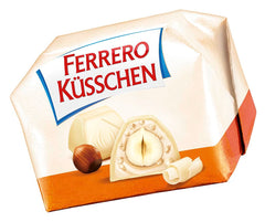 Ferrero Küsschen White Crispy - Regalo di San Valentino per lui e per lei - Nocciole tostate croccanti in crema leggera con scaglie croccanti, ricoperte di cioccolato bianco, 1 confezione da 20 praline individuali