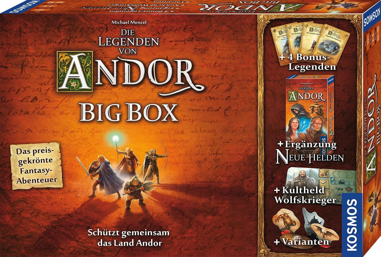 Kosmos 683122 Legends of Andor - Big Box, gioco base (Kennerspiel des Jahres 2013) ed espansioni aggiuntive, Fantasy Classic, gioco da tavolo fantasy cooperativo, dai 10 anni in su