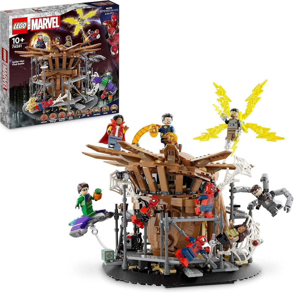 LEGO 76261 Marvel Spider-Man's Big Showdown, Spider-Man: No Way Home set con 3 minifigure Peter Parker più Green Goblin, Electro, Sandman, Ned, Doctor Strange e MJ, modello da collezione Set di costruzione Besuche den LEGO-Store Single