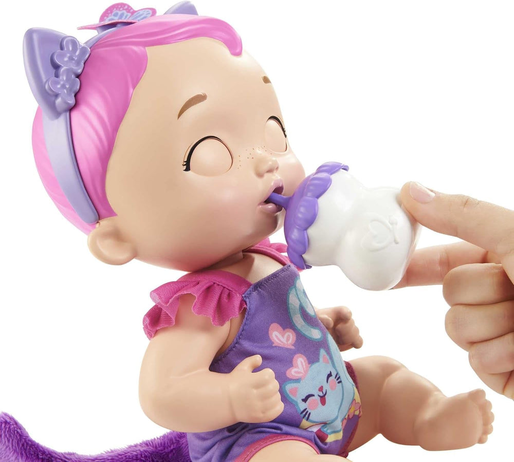 My Garden Baby HHP28 - Păpușă pisică (păr albastru) cu urechi de pisică și mai mult de 20 de zgomote, incl. 5 accesorii, jucărie interactivă pentru copii de la 3 ani în sus Papusi Naty Shop