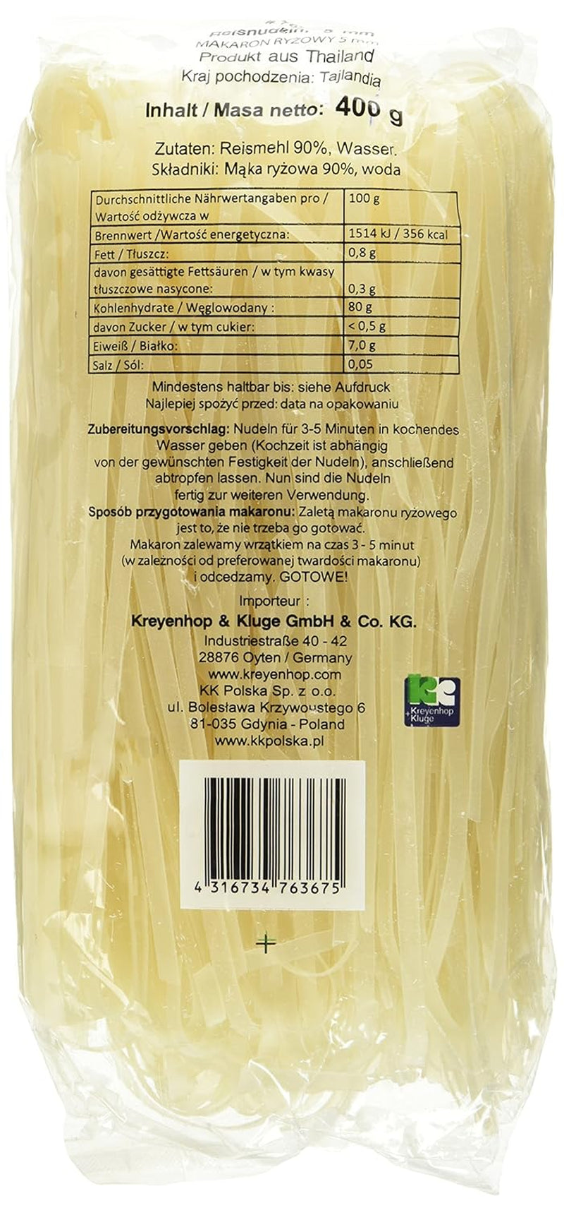 Spaghetti di riso - Tagliatelle tailandesi a nastro di riso larghe 5 mm, a base di farina di riso - 17 x 400 g