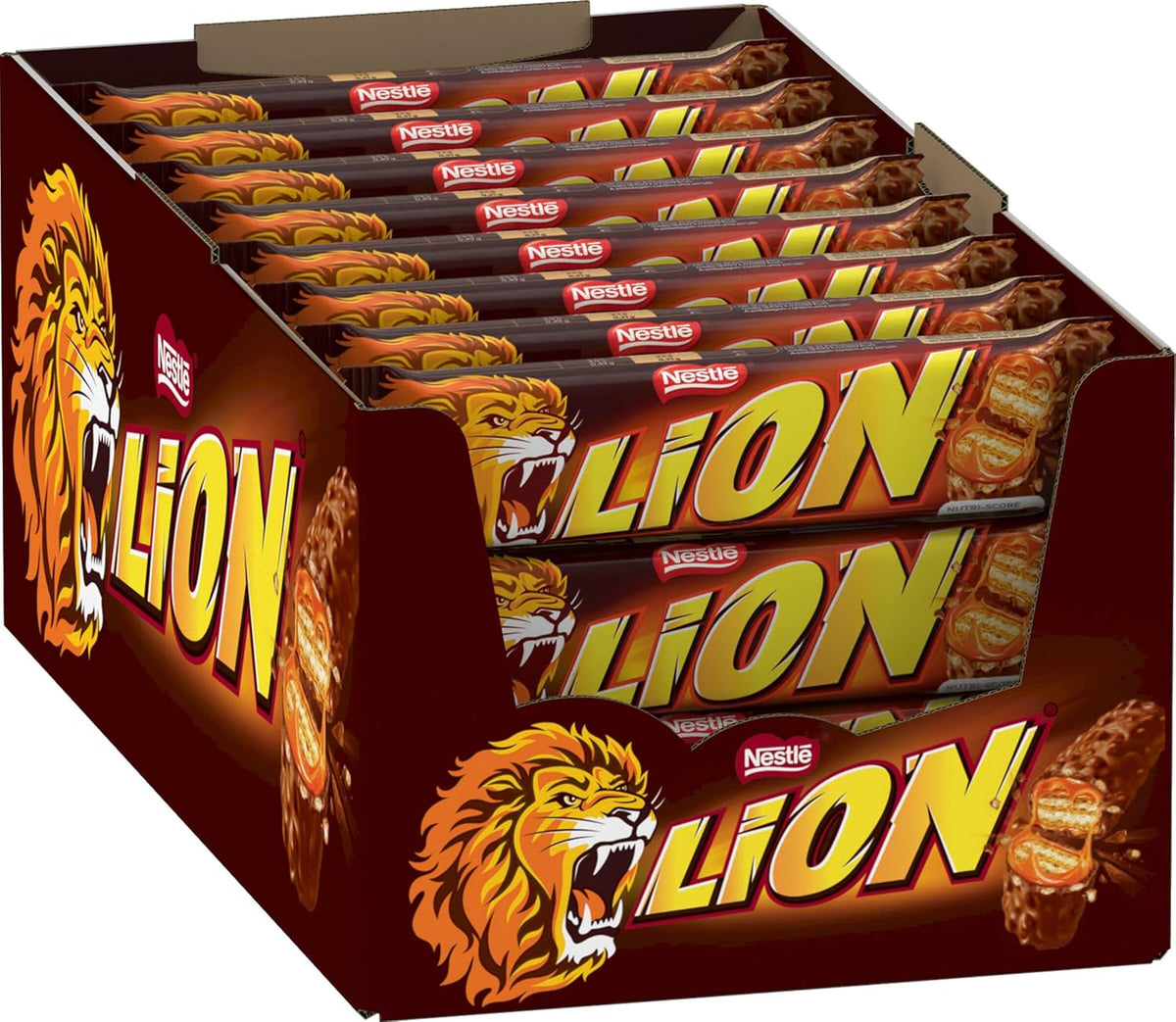 NESTLÉ LION Choco, barretta di cioccolato croccante con ripieno di caramello e wafer croccante, confezione da 24 (24 x 42 g)