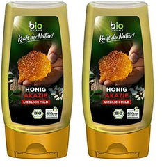 Biozentrale Miere de salcâm bio | 350 g Miere bio din flori albe de salcâm | Ideală ca tartină Miere bio pentru ceai | Alternativă la mierea din fagure (pachet cu 2)