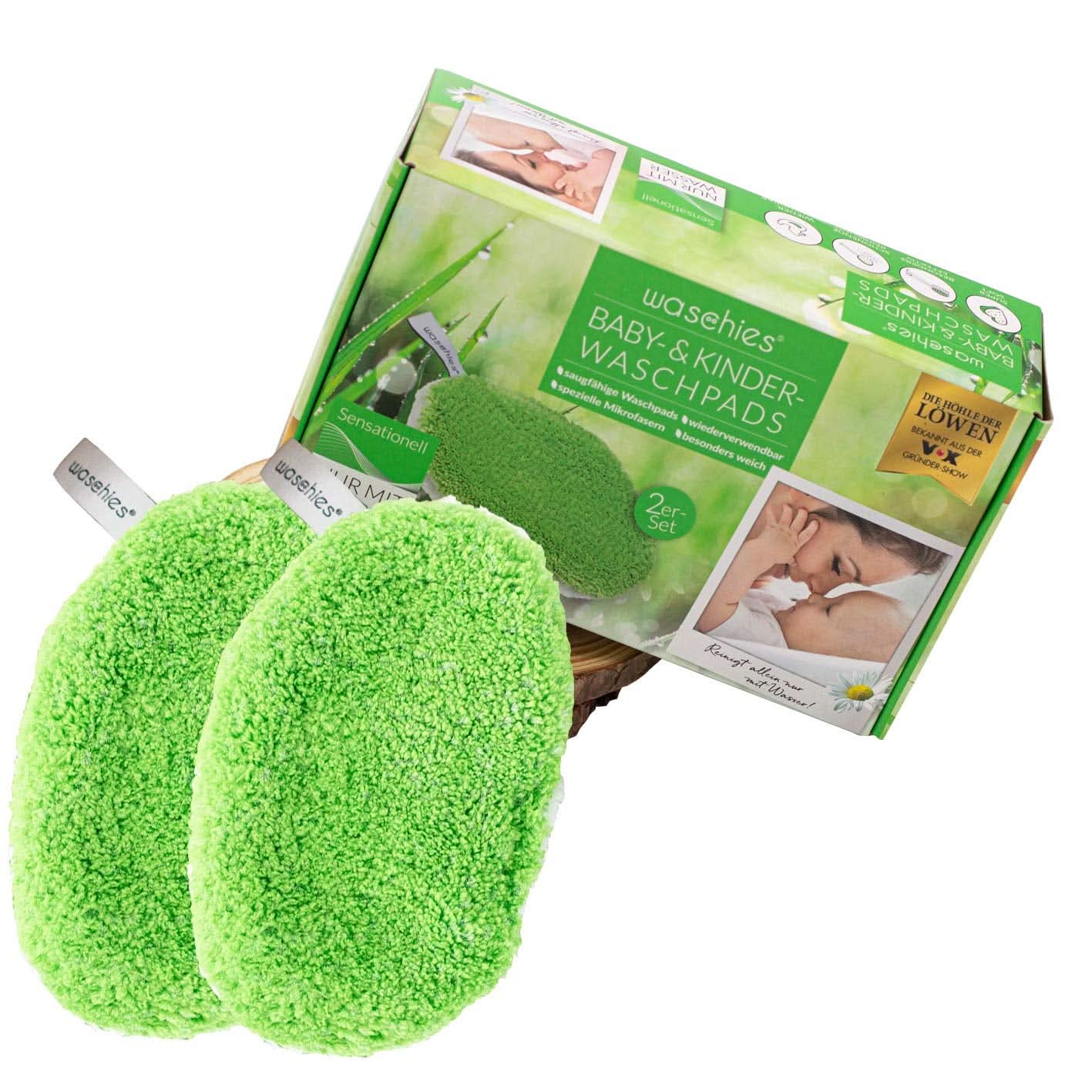 Waschies KIDS dischetti per neonati e bambini, per la pulizia solo con acqua, riutilizzabili Mamma e Bambino Naty Shop Verde 2 pezzi