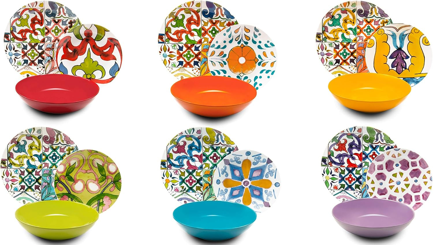 Excelsa Lisbona Tellerservice, 18-teilig, Porzellan und Keramik, mehrfarbig