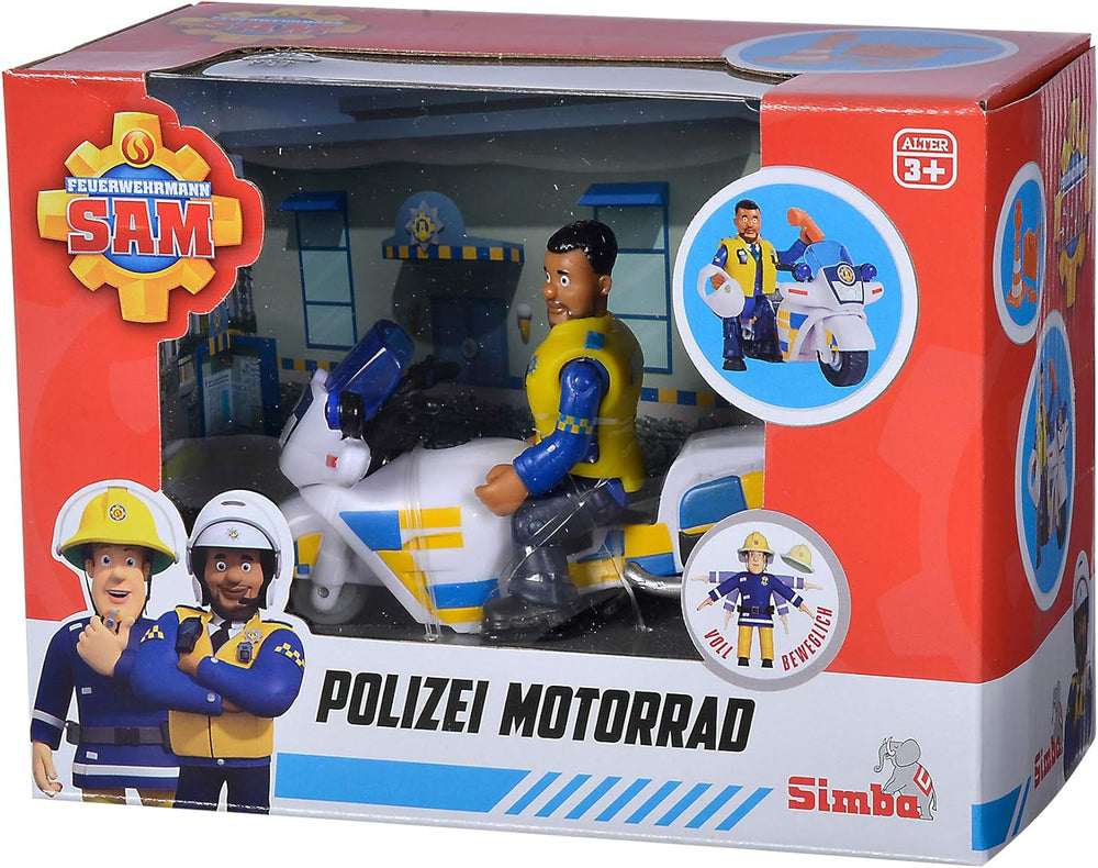 Simba 109251092 - Motocicletta della polizia Sam il pompiere, Con il personaggio di Malcolm, Con accessori, Stagione 12, Da 3 anni Action figures Naty Shop