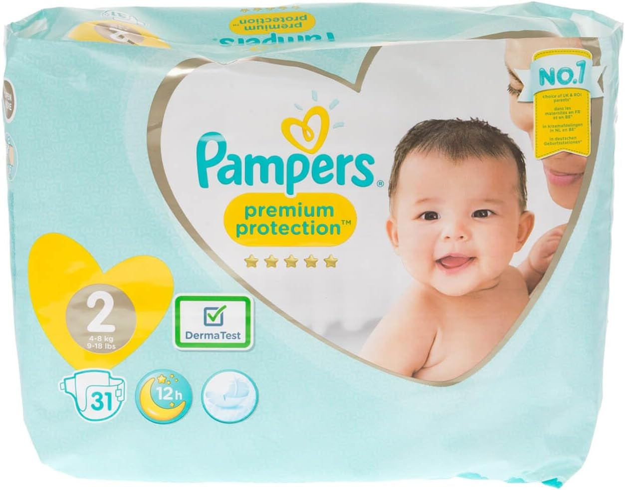 Pampers New Baby taglia 1 Neonato 2-5 kg ​​Confezione da trasporto, confezione da 4 (4 x 23 pezzi)