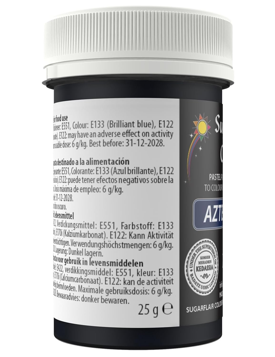 Colorant alimentar Sugarflair Paste Pastel Aztec Blue, colorant alimentar pentru paste, fondant și marțipan, culori concentrate Spectral - 25 g