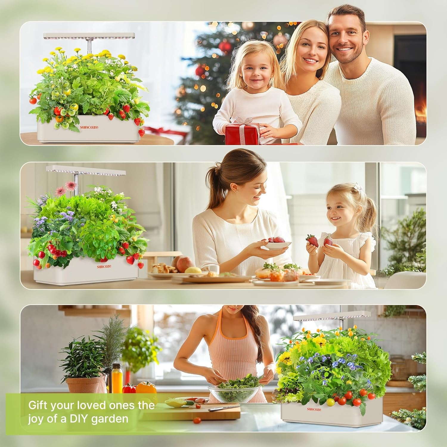 Kit sistema di coltivazione idroponica da 12 capsule, lampada da giardino per interni a LED da 24 W, serbatoio dell'acqua da 4 litri con pompa silenziosa, fioriera per erbe aromatiche regolabile in altezza, kit da giardinaggio per interni, regali per il giardinaggio, Beige