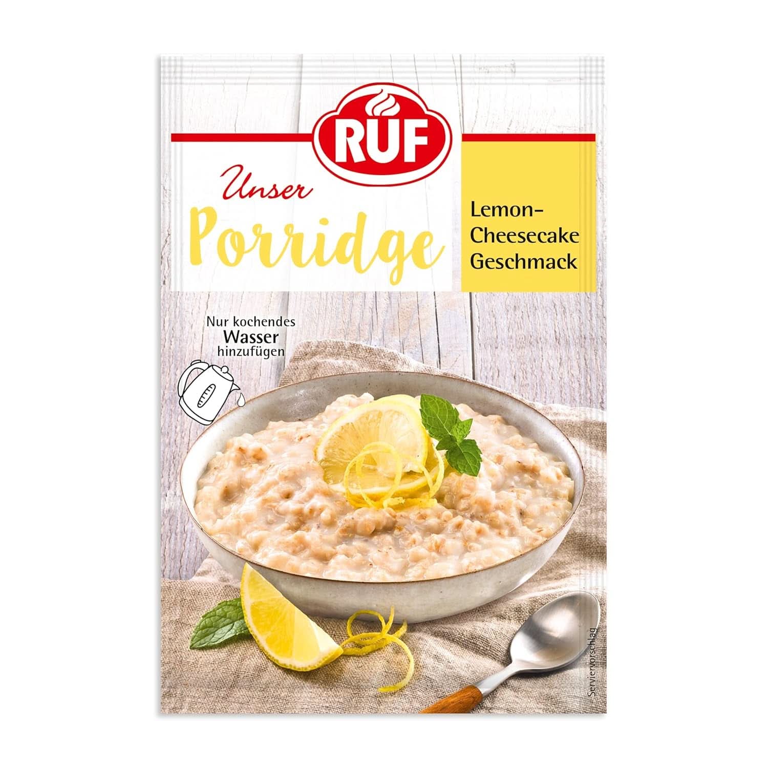 RUF Porridge Raspberry White Choc, Porridge istantaneo con pezzetti di lamponi e cioccolato bianco grattugiato, 65 grammi Cereale Naty Shop 65 grammi Cheesecake Al Limone
