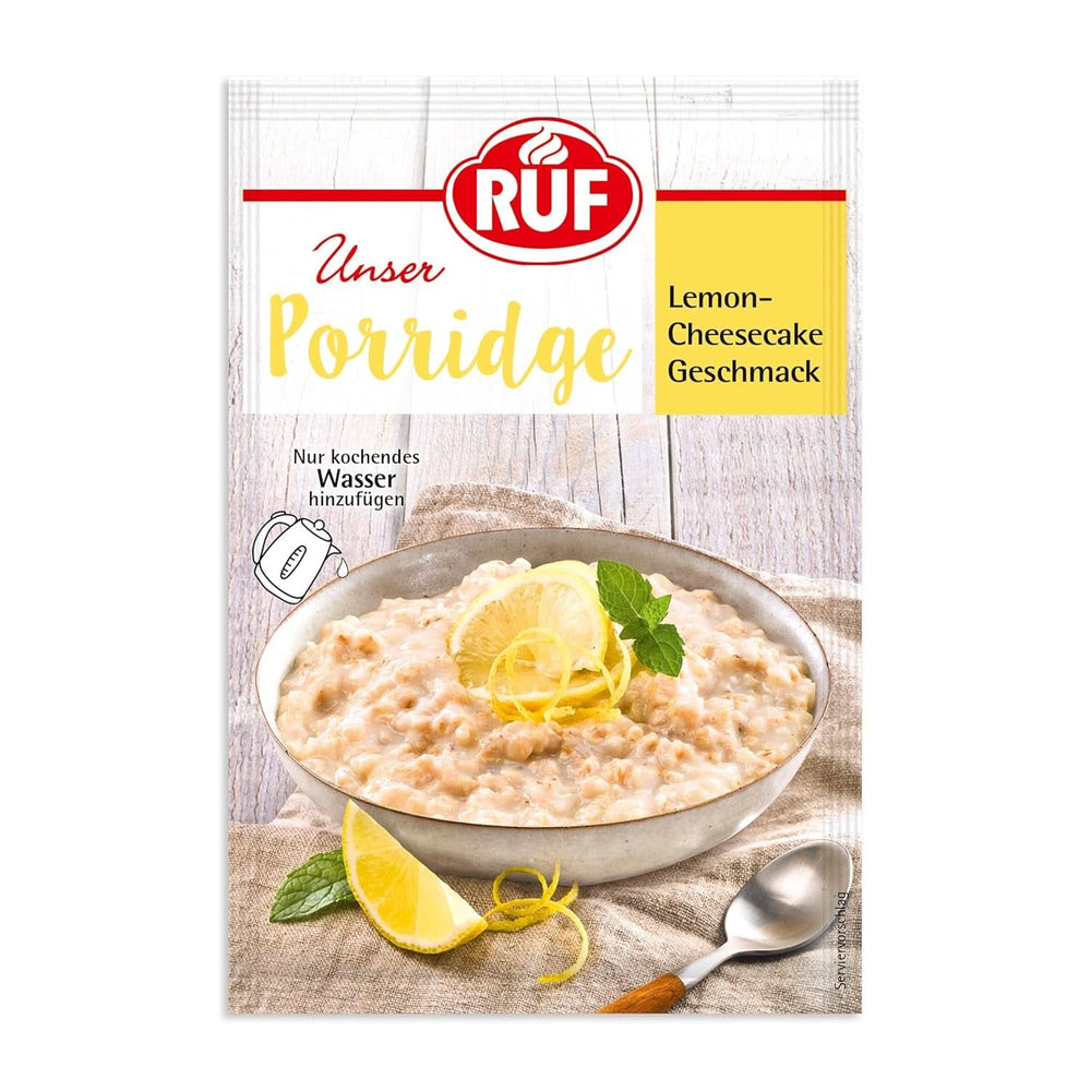 RUF Porridge Raspberry White Choc, Porridge istantaneo con pezzetti di lamponi e cioccolato bianco grattugiato, 65 grammi Cereale Naty Shop 65 grammi Cheesecake Al Limone