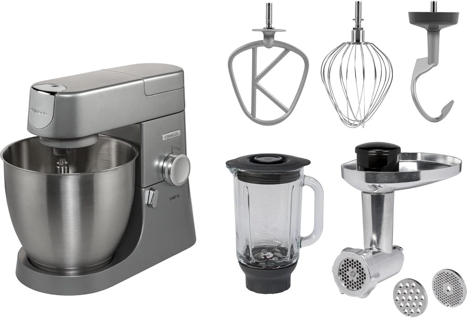 Kenwood Chef KVC3110S Robot da Cucina, Ciotola in Acciaio Inox da 4,6 L Mamma e Bambino Naty Shop Confezione Singola con Frullatore + Tritatutto
